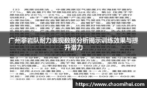 广州攀岩队耐力表现数据分析揭示训练效果与提升潜力